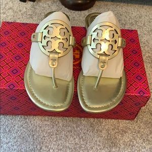 NWT Tory Burch Miller Sandals Spark Gold Size 8
